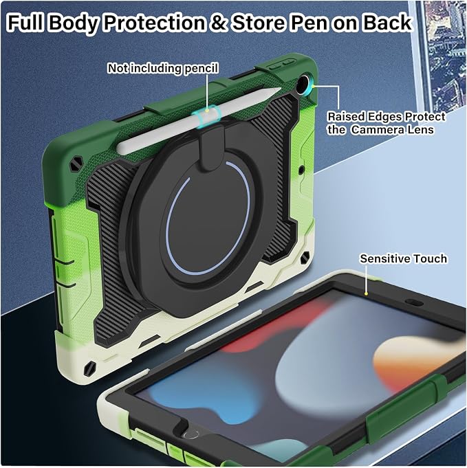 for iPad 9th 8th 7th Generation Case(iPad 10.2 inch) for Kids | 15ft Drop Protection Rugged with 360 Kickstand Handle Shoulder Strap，HD Screen Protector，Shockproof (2021/2020/2019 Release)