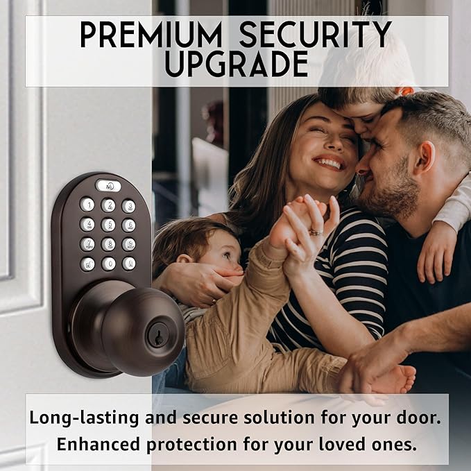 MiLocks TKK-02OB Digital Door Knob Lock with Electronic Keypad, Oil Rubbed Bronze, Keypad Lockable