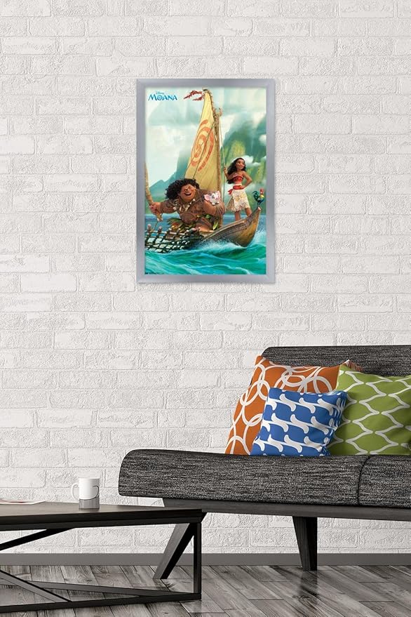 Disney Moana - Group Wall Poster, 22.4L" x 14.7W", Silver Framed Version