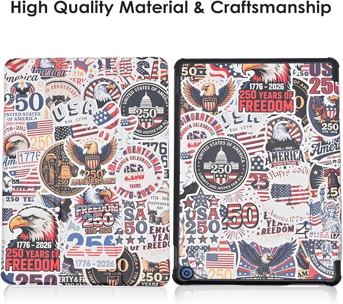 Case for Fire HD 10 Tablet (13th Generation 2023 Release) - America 250 Merchandise Lightweight PU Leather Hard Shell Stand Cover with Auto Wake/Sleep