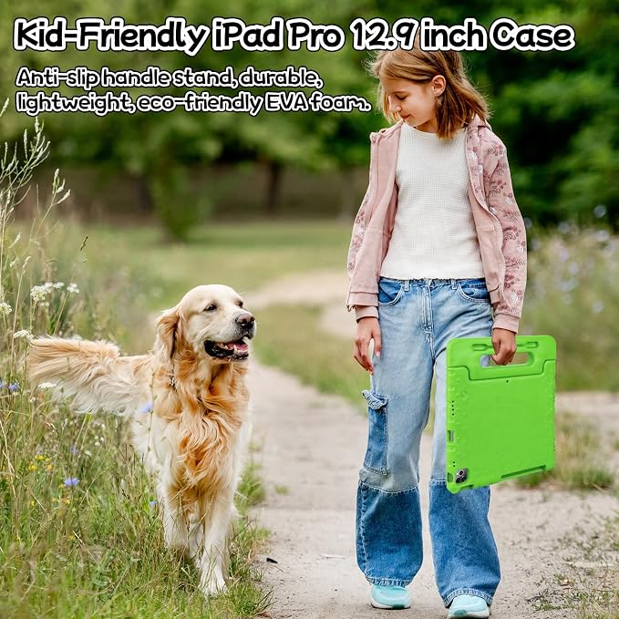 Case for iPad Pro 12.9 Case 2022/2021/2020/2018 with Pencil Holder &amp Hadle Stand Super Protection Kids Proof Cover for iPad Pro 12.9 inch 3rd/4th/5th/6th Generation Black
