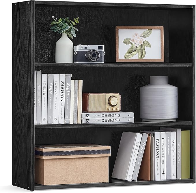 VASAGLE Custos Collection - Bookshelf, 3-Tier Bookcase, Book Shelf, Open Storage Shelf, 9.4 x 31.5 x 32 Inches, for Living Room, Home Office, Dinning Room, Ebony Black ULBC173T56