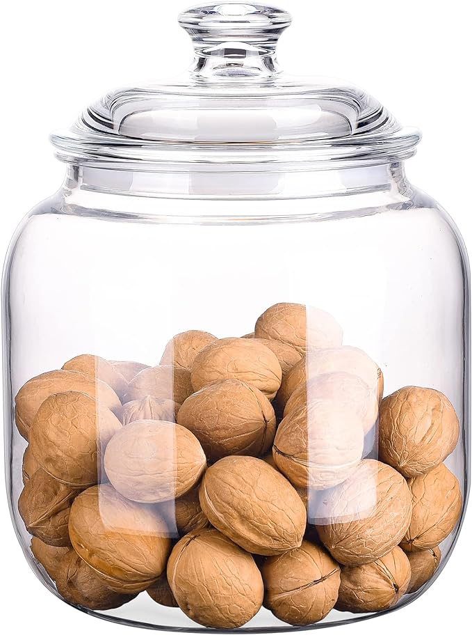 YUEJUM 128 oz Unbreakable & Dishwasher Safe Airtight Food Storage Canister | 1 Gallon Premium Plastic Shatterproof Apothecary Jars | Container for Cookie, Dog Treats, Pet Food, Candy