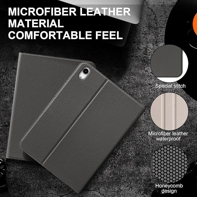 iPad Case 11th Gen 11 &amp 10th Gen 10.9 with Pencil Holder Black | Slim Premium Leather Smart Cover Auto Wake/Sleep Multi-Angle Protective Stand