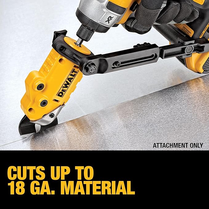 DEWALT Metal Shear/Cutter Drill Attachment, Impact Ready, 360 Degree Pivoting Head, Cuts 18GA Material (DWASHRIR)(Yellow, Black)