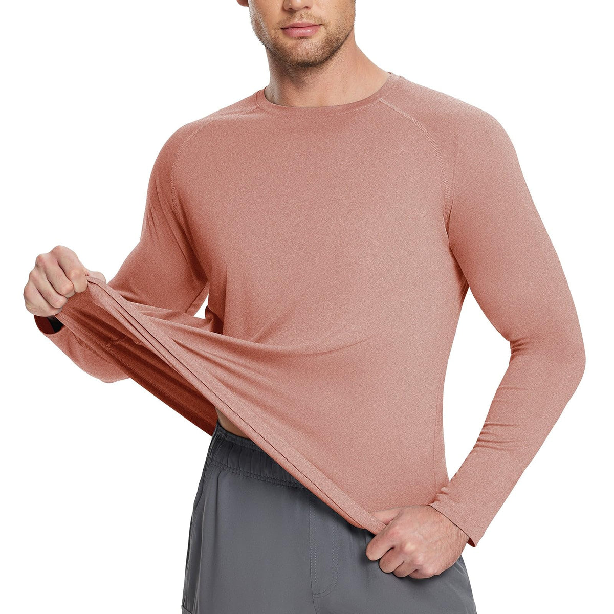 baleaf Men's Sun Protection Shirts Long Sleeve 01-Orange Red Heather L