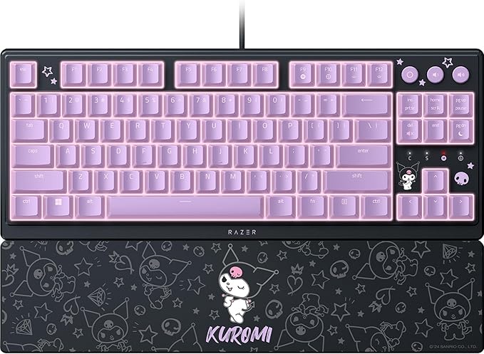 Razer Ornata V3 TKL Gaming Keyboard: Low-Profile Keys - Mecha-Membrane Switches - UV-Coated Keycaps - Backlit Media Keys - 8-Zone RGB Lighting - Magnetic Wrist Wrest - Kuromi Edition