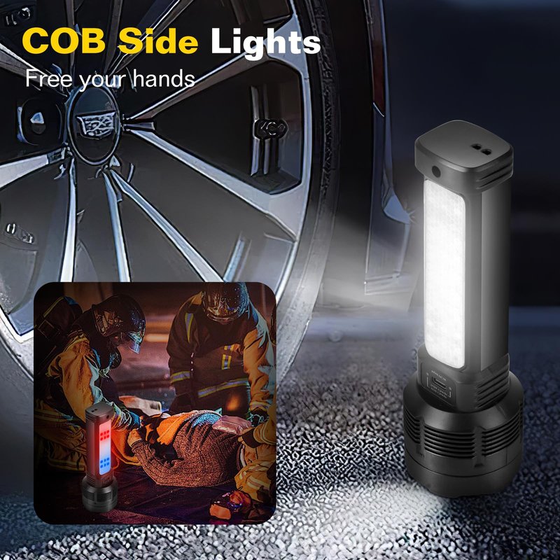 2 Pack LED Rechargeable Flashlight - 20000 Lumens Super Bright Tactical Flash Light, Compact & Waterproof, Long-Lasting Battery, Solar Flashlights for Home, Camping,Hiking, Emergencies, Adventures