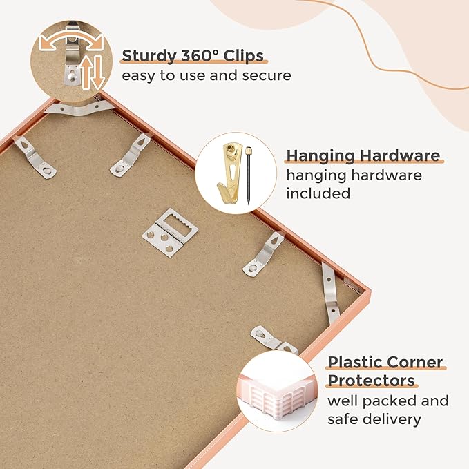 24x36 Metal Picture Frame For Wall With Mat For 20x30, 24''x36'' Aluminum Photo Frames With Tempered Glass For Home Decor, Minimalist Modern Poster Frame Horizontal And Vertical Formats, Rose Gold