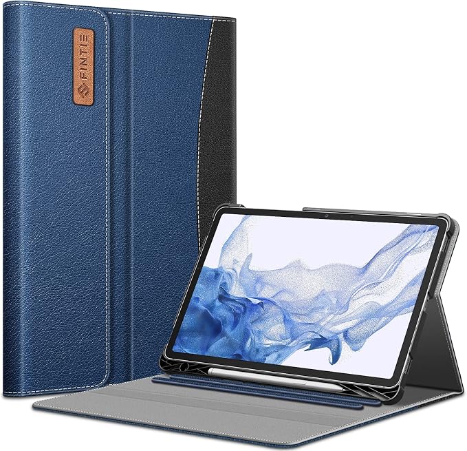 Fintie Portfolio Case for Samsung Galaxy Tab S8/Tab S7 11 Inch | Multiple Angles Business Cover with Pocket Built-in S Pen Holder Auto Sleep/Wake Dreamy Marble