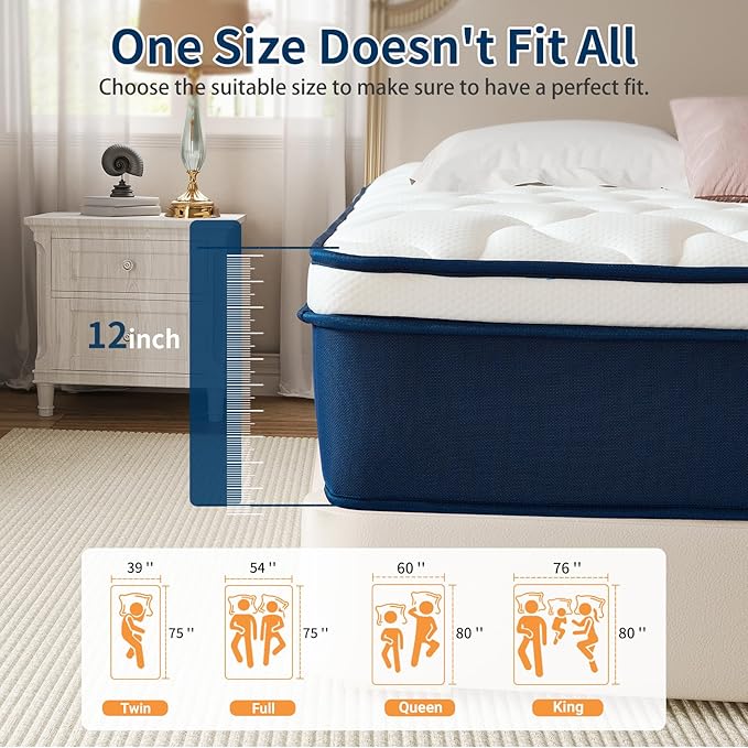 Full Size 14 Inch Gel Memory Foam Mattress, Luxury Soft Plush Cooling Mattress for Pressure Relief & Back Support, CertiPUR-US Certified, Breathable Motion Isolation