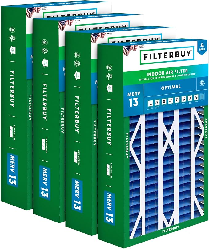 Filterbuy 16x28x6 Air Filter MERV 13 Optimal Smoke & Allergy Defense, Pleated