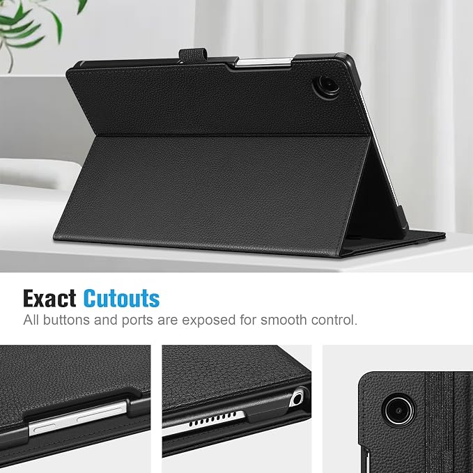 Fintie Multi-Angle Viewing Case for Samsung Galaxy Tab A8 10.5 Inch 2022 | Front Card Pocket Smart Stand Back Cover Auto Wake/Sleep Black