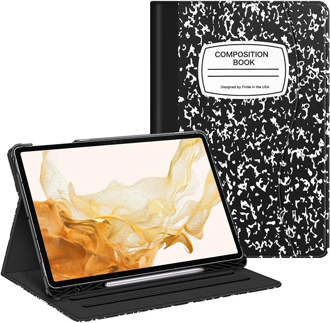 Fintie Multi-Angle Viewing Case for Samsung Galaxy Tab S8+/S7 FE/S7+ 12.4 | Front Card Pocket 3 Viewing Angles S Pen Holder Auto Wake/Sleep Black