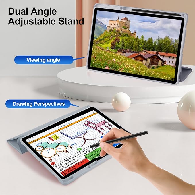 Case for Samsung Galaxy Tab S8 Plus 2022 / S7 FE 2021 / S7 Plus 2020 12.4 Case with S Pen Holder Dual Slim Folio Stand Protective Tablet Cover Multi-Angle Viewing Auto Wake/Sleep(Black)