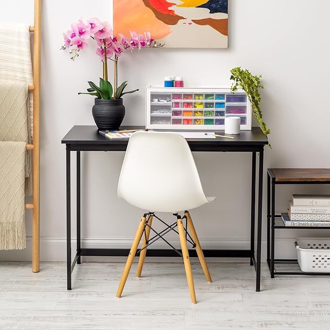 IRIS USA, Inc. 39 Inch Modern Laptop and Computer Desk Office Table for Home Office, Water and Scratch Resistant Surface Gaming Desk, Easy to Assemble Black Desk