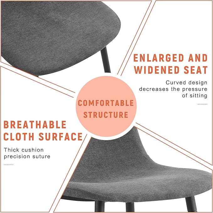 AZmac Round Dining Table Set for 6, Wooden Round Table 7-Piece with Modern Farmhouse Dining Table and 6 Fabric Chairs for Kitchen Dining Room, Wooden Table + 6 Gray Chairs