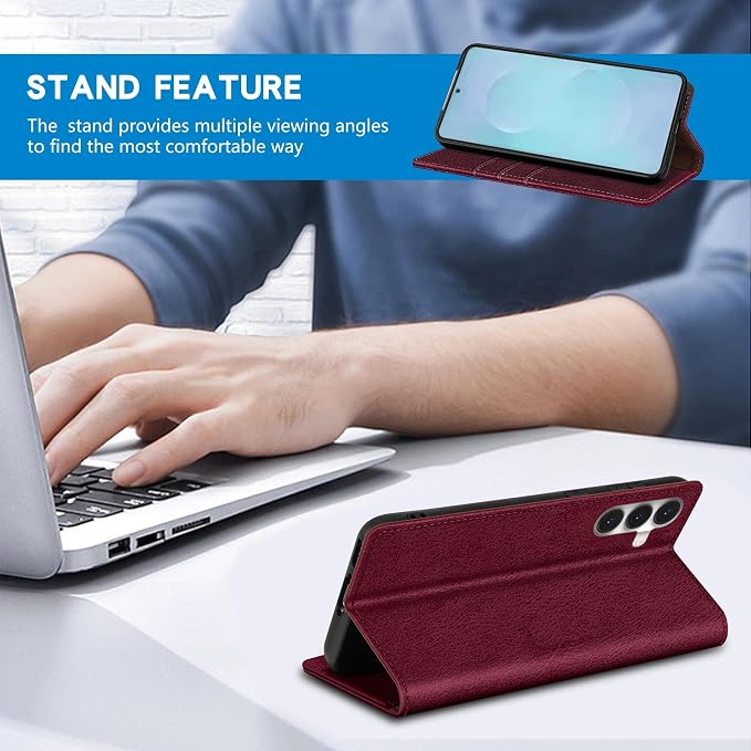 ZZXX for Samsung Galaxy S25 Wallet Case with [RFID Blocking] Card Slot Stand Strong Magnetic Leather Flip Fold Protective Phone Case for Samsung Galaxy S25 Case Wallet(Black-6.2 inch)