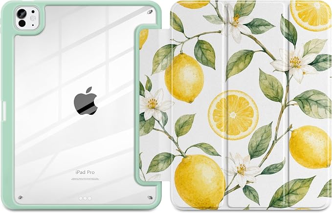 Case for iPad Pro 11 inch M5 2025 /M4 2024 Blue Ribbon Stripe | Blue Ribbon Stripe Folio Case with Clear Back Pencil Holder Trifold Stand and Auto Sleep/Wake for Preppy Aesthetic Users