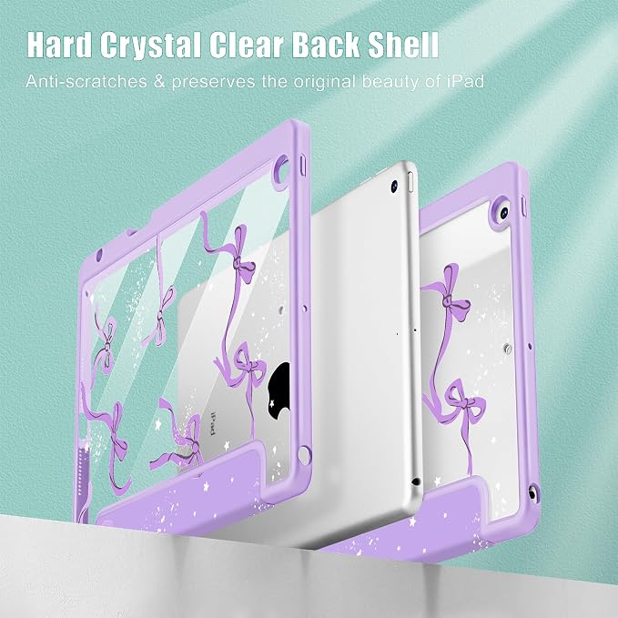 Tuiklol for iPad 10.2 inch 9th / 8th / 7th Gen 2021 2020 2019 Release Case | Built in Pencil Holder - TPU Protection Trifold Stand Stand Clear Back Tablet Cover With Auto Wake/Sleep Blue berries