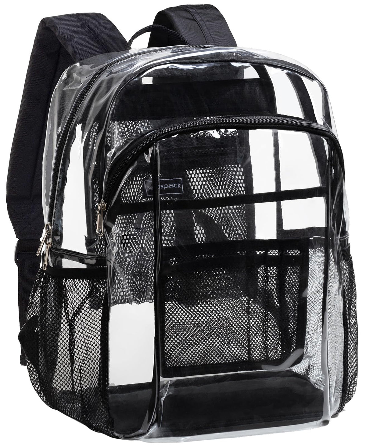 Vorspack Heavy Duty Clear Backpack, Large Transparent Clear Bookbag, Black