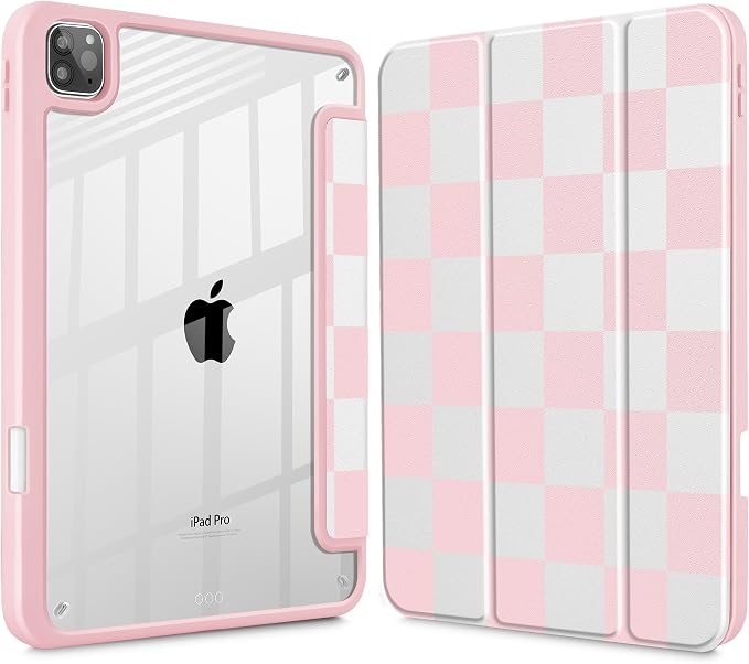 Tuiklol for iPad Pro 11 Inch 4th / 3rd / 2nd / 1st Gen (2022 2021 2020 2018) Case -Built-in Pencil Holder Shockproof Cover Clear Transparent Back Shell with Auto Wake/Sleep Black Flower