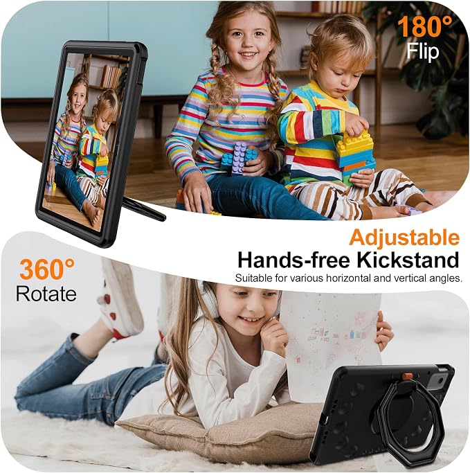for Lenovo Idea Tab Plus Case 12.1 2025 with 360° Rotating Stand Handle and Pencil Holder New EVA Shockproof Cover for Kids Adults Home School Office Outdoor Black