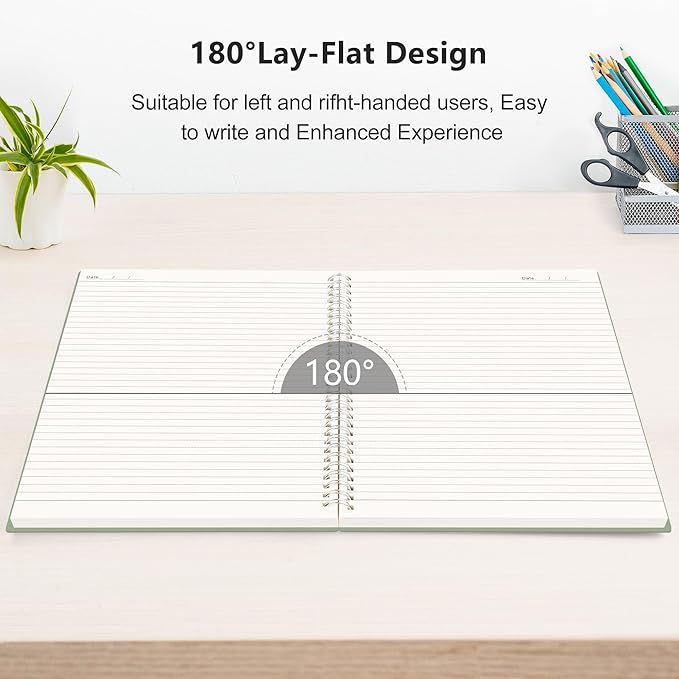 RETTACY Spiral College Ruled Notebook, 300 Pages, A5 Medium Size (5.7" x 8.2"), for School, Work, Writing, Journaling, 100 GSM Thick Paper, Flexible Plastic Cover (Navy Blue)