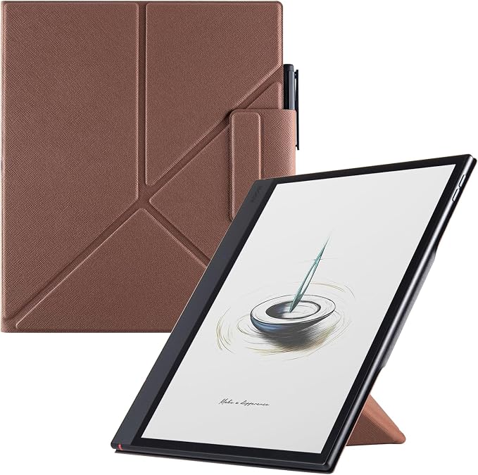 Case for Boox Note Air 5 CPU Leather Magnetic CoverBrown | Thin &amp Lightweightwith Auto Sleep/Wake2-Way Origami StandPen Buckle Design