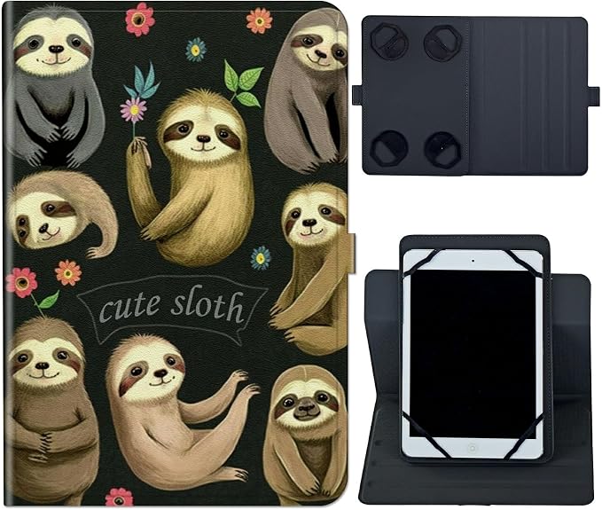 Universal Case for 10.6 inch 11 inch TabletUniversal Case for 10.6-11 Inch Touchscreen TabletSlim PU Leather Stand Folio Shell Cover with 360 Degree Rotatable Kickstand ViewingAbstract Sun Leaf