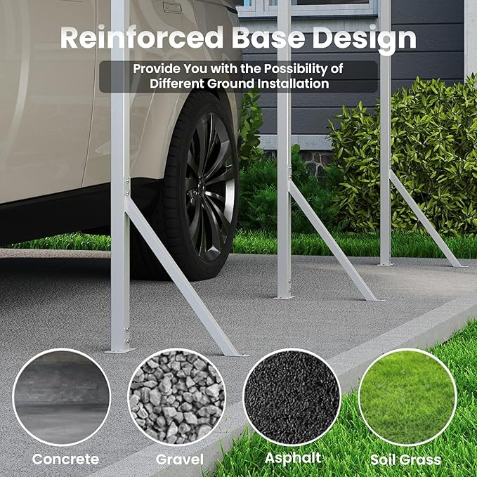20x20 Carport, Heavy Duty Metal Car Port, All-Weather Protection, Easy Assembly for Cars, Trucks, Boats, Tractors, and Outdoor Storage, White