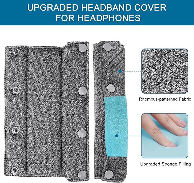 GEVO Replacement Headphone Headband Cover for Sony WH-1000XM4,WH-1000XM3/H910N/XB910N/XB900N/CH710N Headphones,Headband Cushioning Pad Protects Repair Parts,Easy Installation,No Tools Required (Gray)
