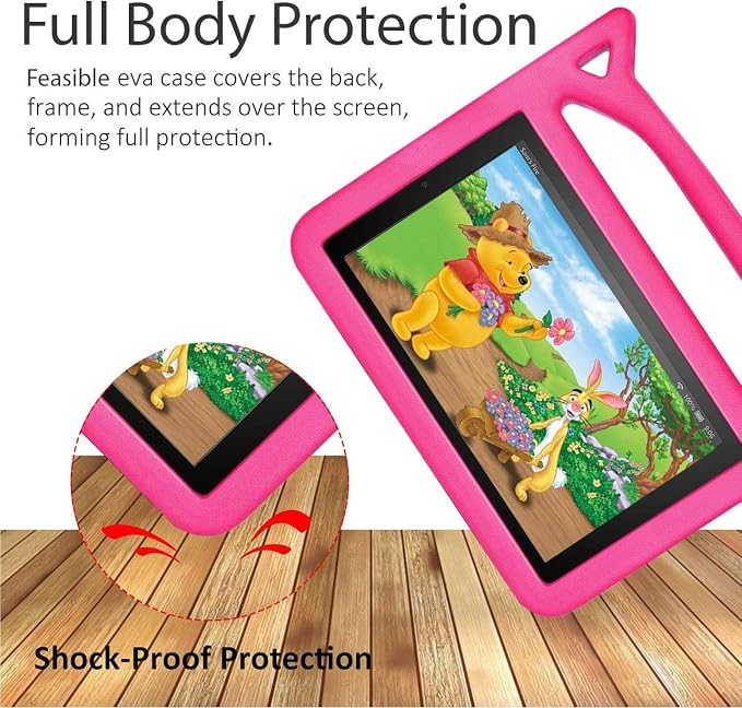 Case for Amazon Fire HD 10 Inch Tablet (11th Generation 2021 Released) - Lightweight Shockproof Kickstand Handle Kids Cover Case + 1 Screen Protector and 1 Stylus (Black)