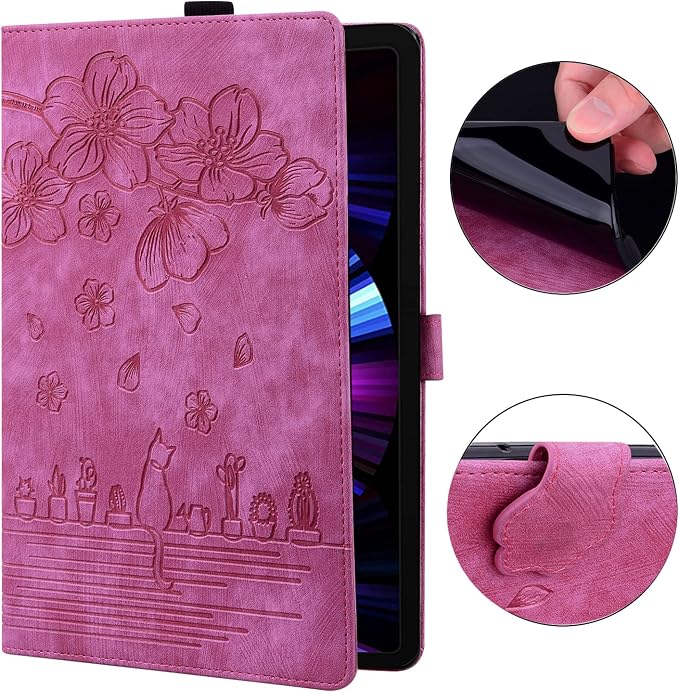 Dteck Wallet Case for Galaxy Tab S10+/S9+/S7 FE/S8+/S7 Plus 12.4 Tablet Premium PU Leather Folding Stand Auto Wake/Sleep Pen Holder Case with Hummingbirds