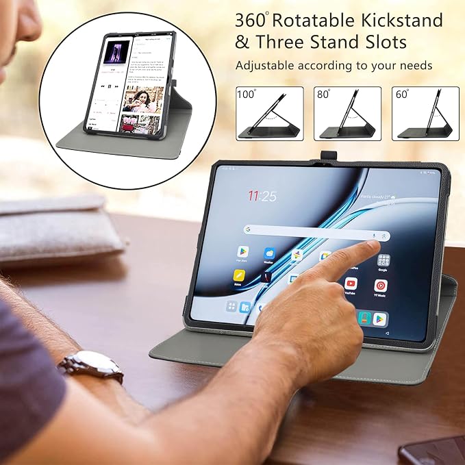 LiuShan Compatible with OnePlus Pad 3 Case360 Degree Rotation Stand PU Cover for OnePlus Pad 3 13.2 Android Tablet（Not Fit Other TabletBlack