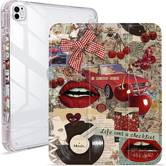 Case for iPad Air M3/M2 &amp Pro 12.9 Pro 12.9 (6th/5th/4th/3rd Gen)Cherry