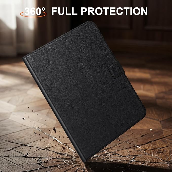 Leather Case for iPad 11th/10th Gen (11/10.9) Black | Genuine Leather Pencil Holder Adjustable Stand Magnetic Closure Auto Wake/Sleep