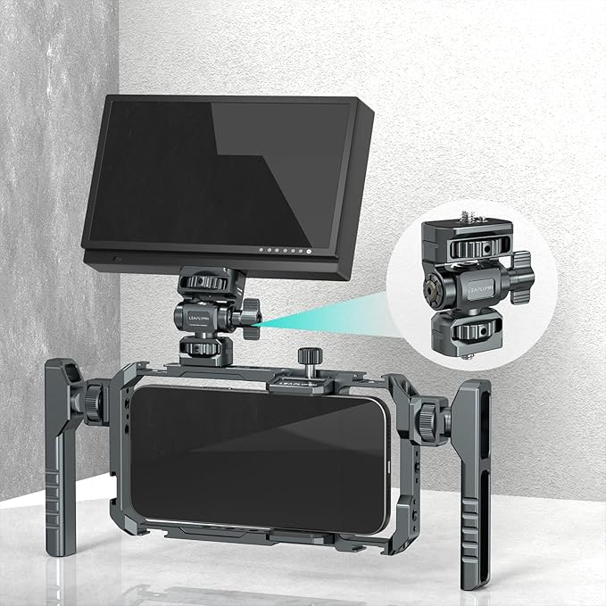 Leaplumin Field Monitor Mount Monitor Holder,1/4" Screw for 5" & 7" Field Monitor Mount Support 360° Swivel &180° Tilt Adjustment,Aluminum Camera Monitor Mount for Camera/Phone Cage