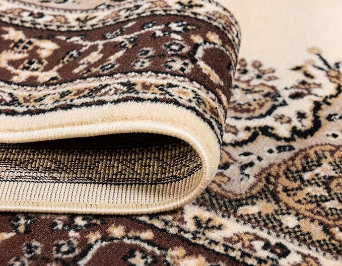Unique Loom Reza Collection Traditional Persian Style Area Rug, Square 8' 0" x 8' 0", Ivory/Brown