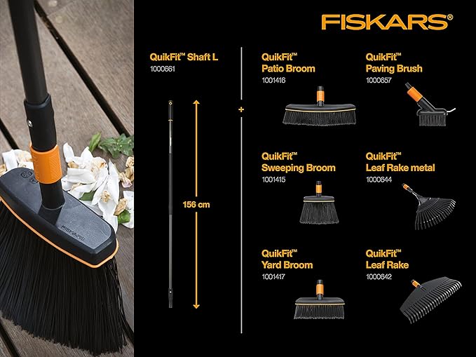 Fiskars QuikFit Shaft L, Length: 156 cm, Aluminium, Black/Orange, 1000661