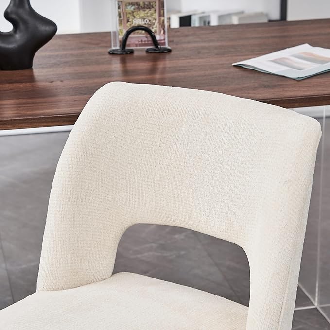 VKNOW Wooden Dining Chairs Set of 4, Modern Fabric Upholstered Dining Room Chair Kitchen Chairs, Farmhouse Dinner Chair for Kitchen Dining Room, Cream