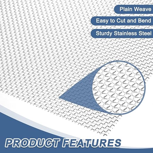 uxcell 8 Mesh 39" x 10" Woven Wire Mesh, 316 Stainless Steel Air Vent Filter