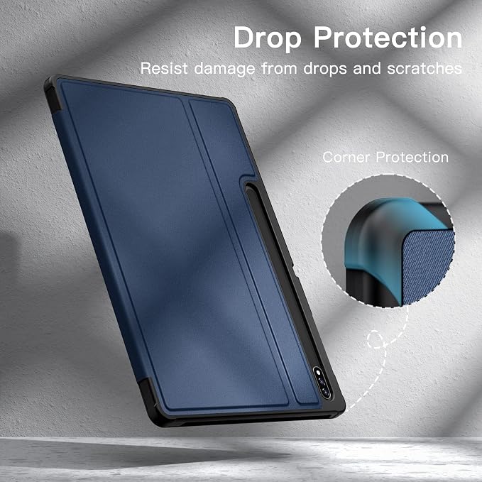 JETech Folio Case for Samsung Galaxy Tab S8 Plus/S7 FE/S7 Plus 12.4 Black | For 2022/2021/2020 Model Multi-Angle Stand Cover S Pen Holder Slim Protective Cover Auto Wake/Sleep