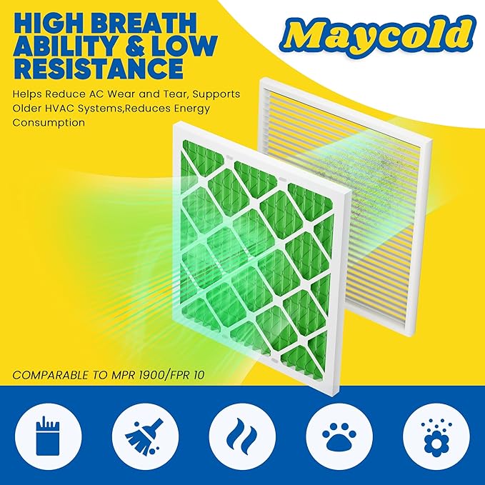 Maycold MERV 13 20x25x1 Air Filter, High-Efficiency Pleated AC & Furnace Filters