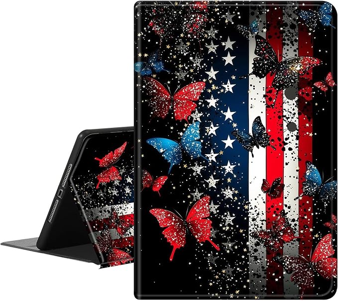 for iPad Air 13 Inch Case (M3/M2-2025/2024 Release) Slim iPad 13 Protective Case with Stand Hard Back Shell for iPad Air 13 Auto Wake/Sleep 1776 American Flag with Bullets