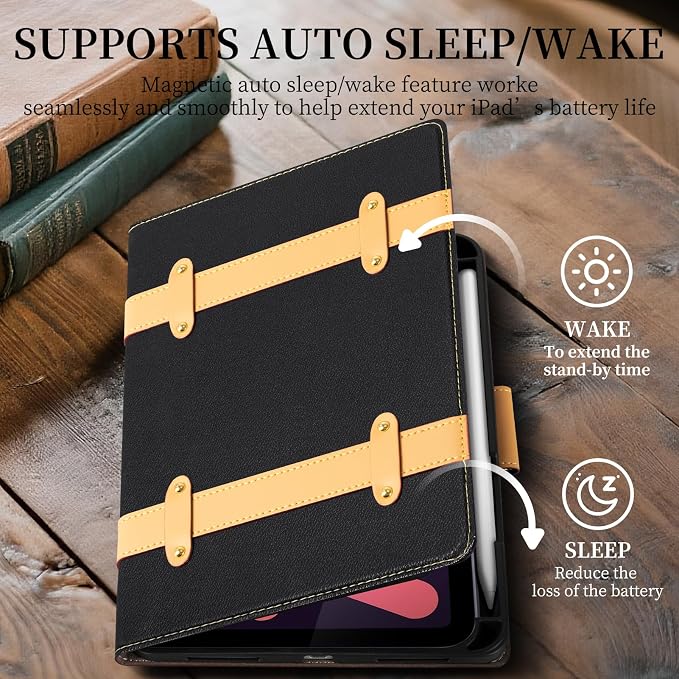 Case for iPad mini 7 (A17) ProiPad mini 7th/6th Gen (2024/2021) | Microfiber Leather Folio Cover with Adjustable Multi-angle StandAuto Sleep/WakeShockproof Protection CaseBlack