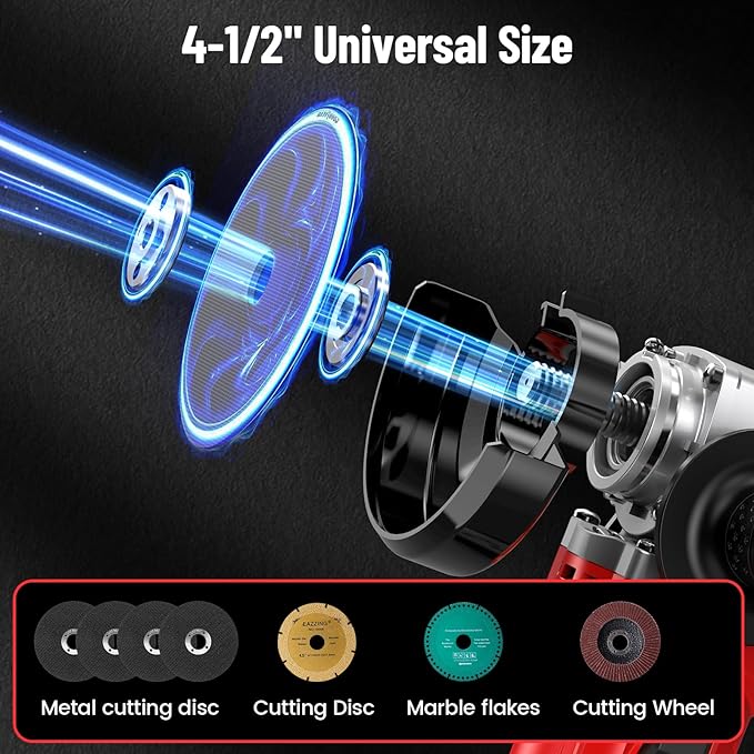 Angle Grinder 10 Amp, 4-1/2 inch Power Angle Grinder Tools with 13000 RPM, 1200W Small Angle Grinder for Cutting, Grinding, Polishing