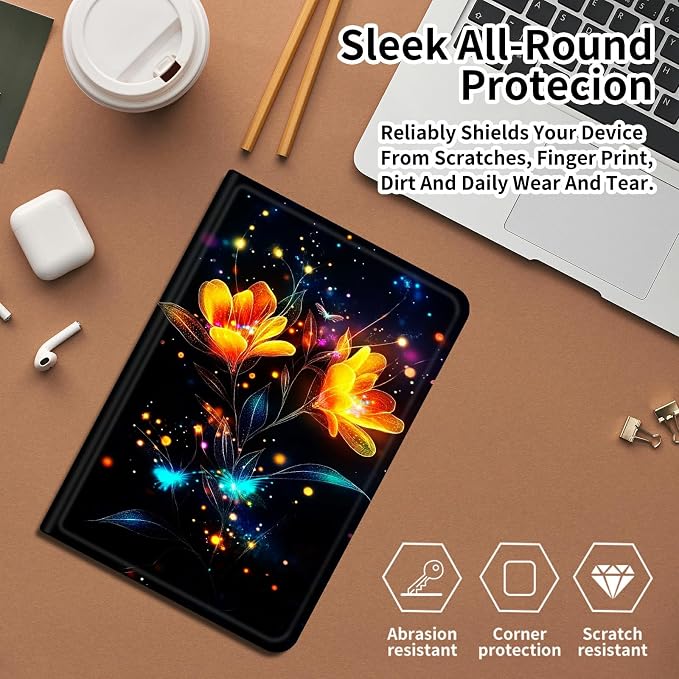 Case for Amazon Fire 7 Tablet 2019/2017 Release 9th/7th Generation PU Leather Smart Protective Cover with Auto Sleep/Wake for Fire 7 2019Dog Wearing Witch Hat Pumpkin