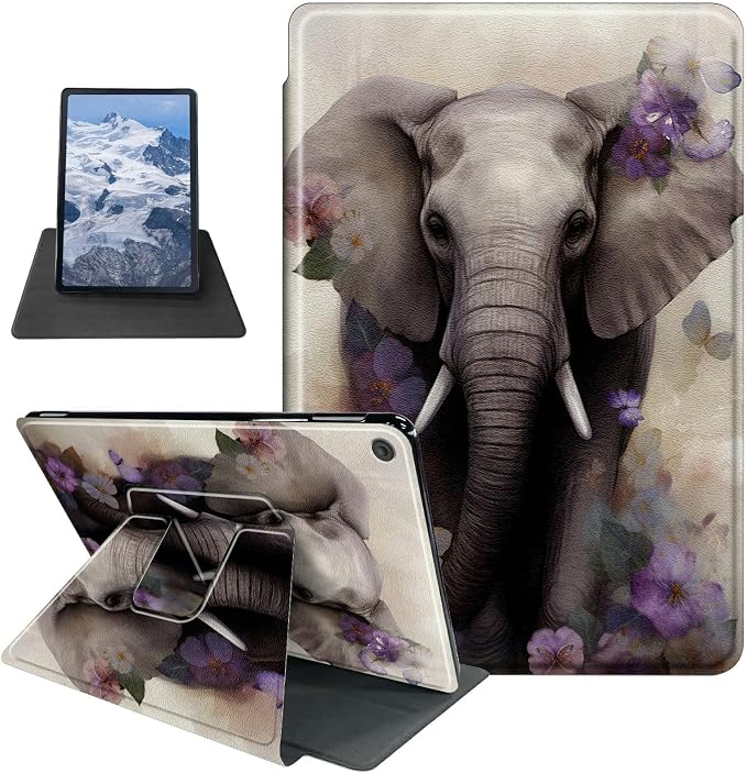 American Flag Deer Pattern Case for All-New Amazon Kindle Fire 7 Inch Tablet (9th/7th/5th Generation 2019/2017/2015 Release)360 Degree Rotating Stand Protective Cover with Auto Sleep/Wake