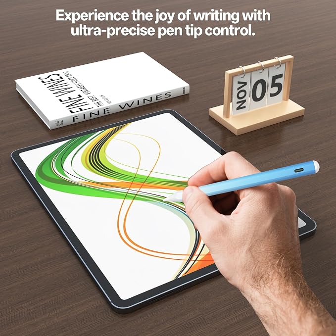 Stylus Pen for iPad Pro with Fast Charging Tilt Function Palm Rejection | Compatible with iPad 2018-2025: Works with iPad Pro Air Mini and iPad models for writing drawing and note-taking